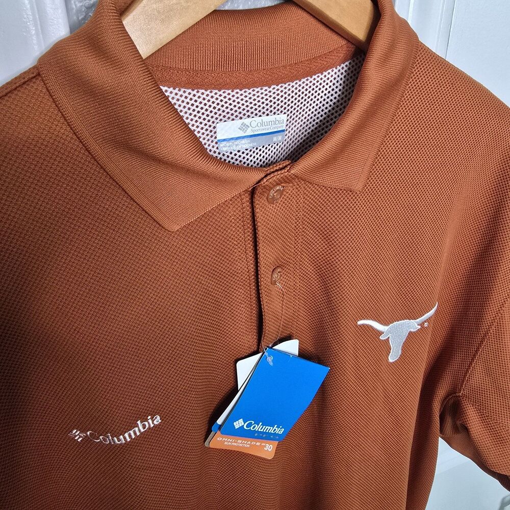 Columbia PFG Men's Large Texas Longhorns Burnt Orange Short Sleeve Polo Shirt